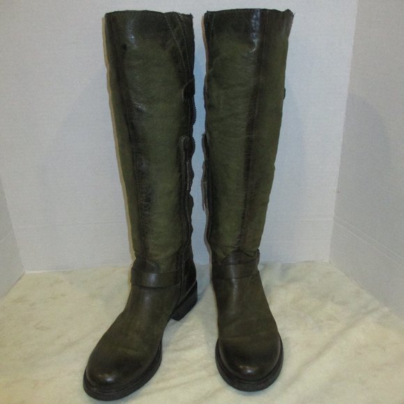 MJUS Tall Army Green Boots Size 39 UK US 8.5 - Picture 3 of 8